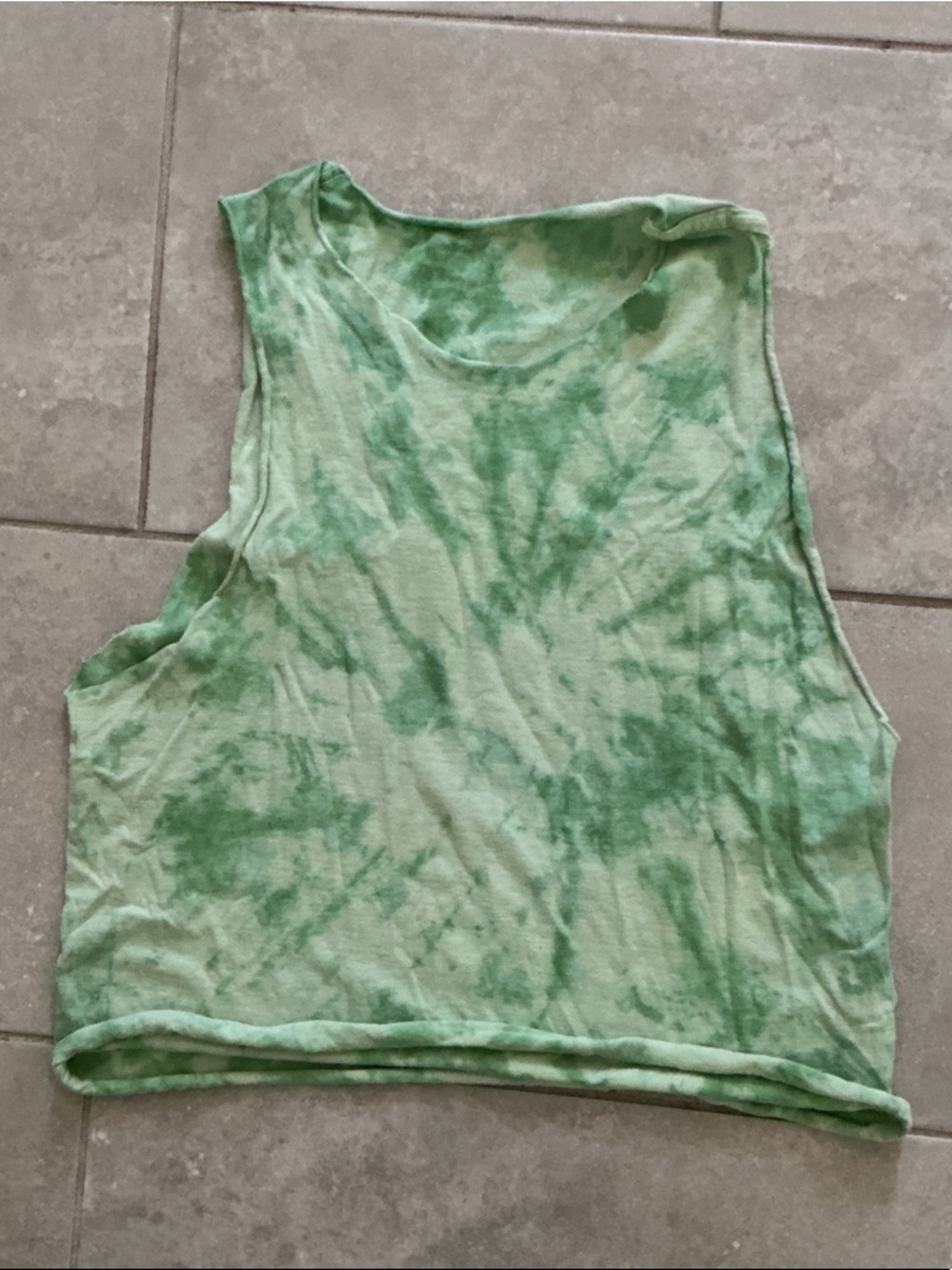 Tie-Dye Sleeveless Crop Tank Top - Green